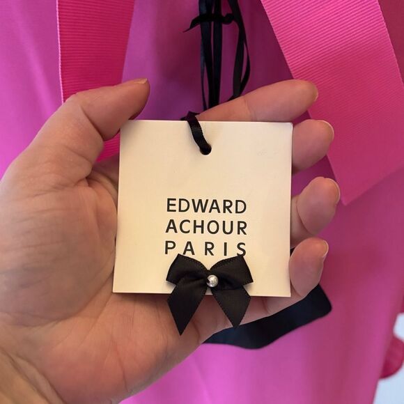 NWT EDWARD ACHOUR PARIS Fuchsia  RUFFLE BLOUSE sz 42/10 US - Picture 5 of 9